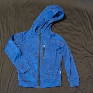 Boys Eddie Bauer Fleece Zip Jacket Hoodie Blue Spacedye Heather Size XS 5/6